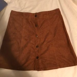 suede button down mini skirt